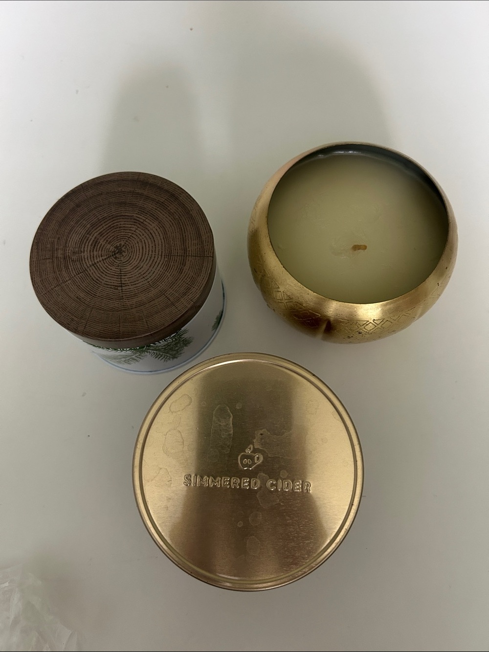 Shimmered Cider Metallic Gold Decorative Candle Tins - bundle of 3